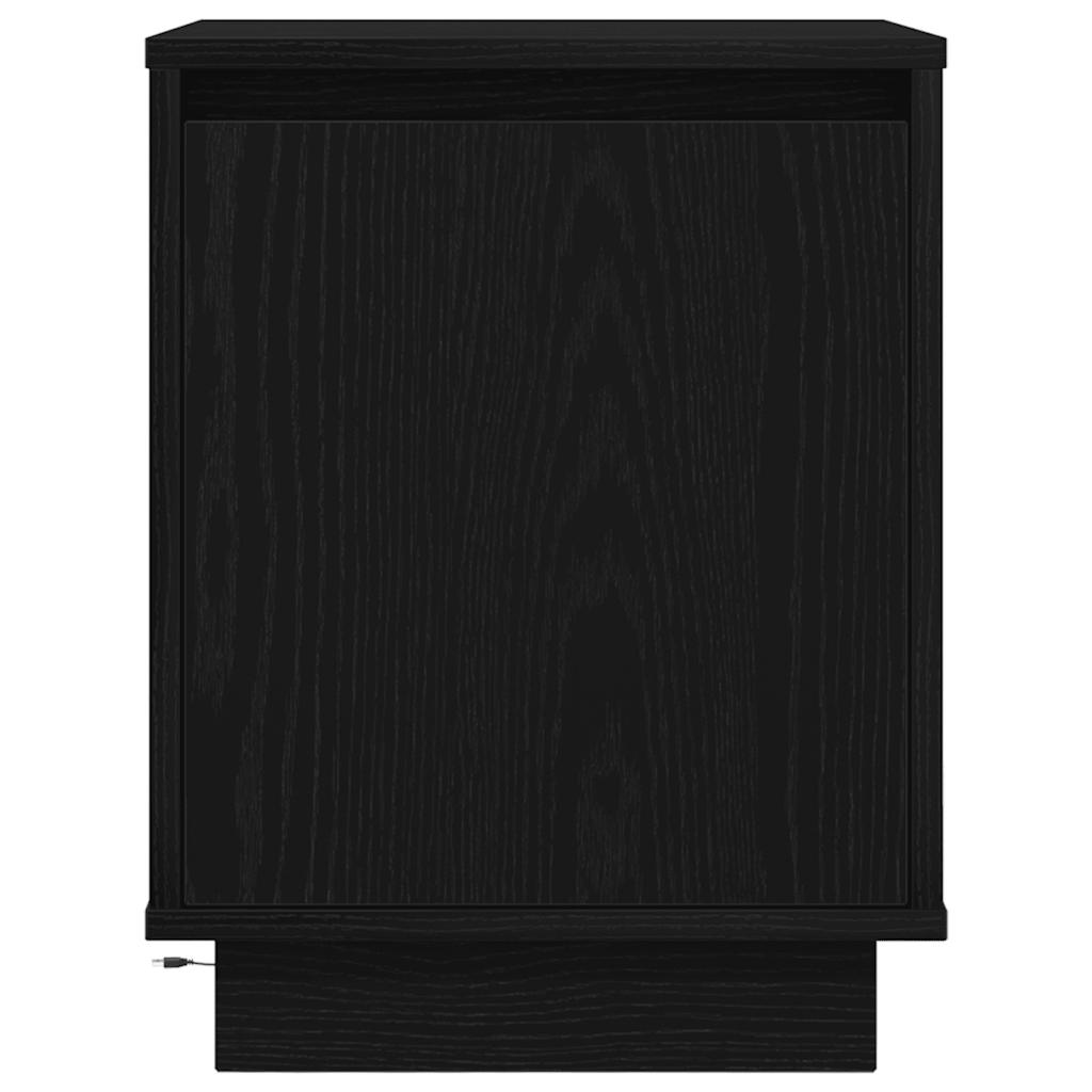 Naktsskapītis ar LED gaismām melns 38x34x50 cm