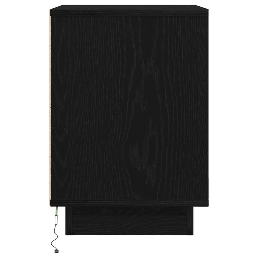 Naktsskapītis ar LED gaismām melns 38x34x50 cm