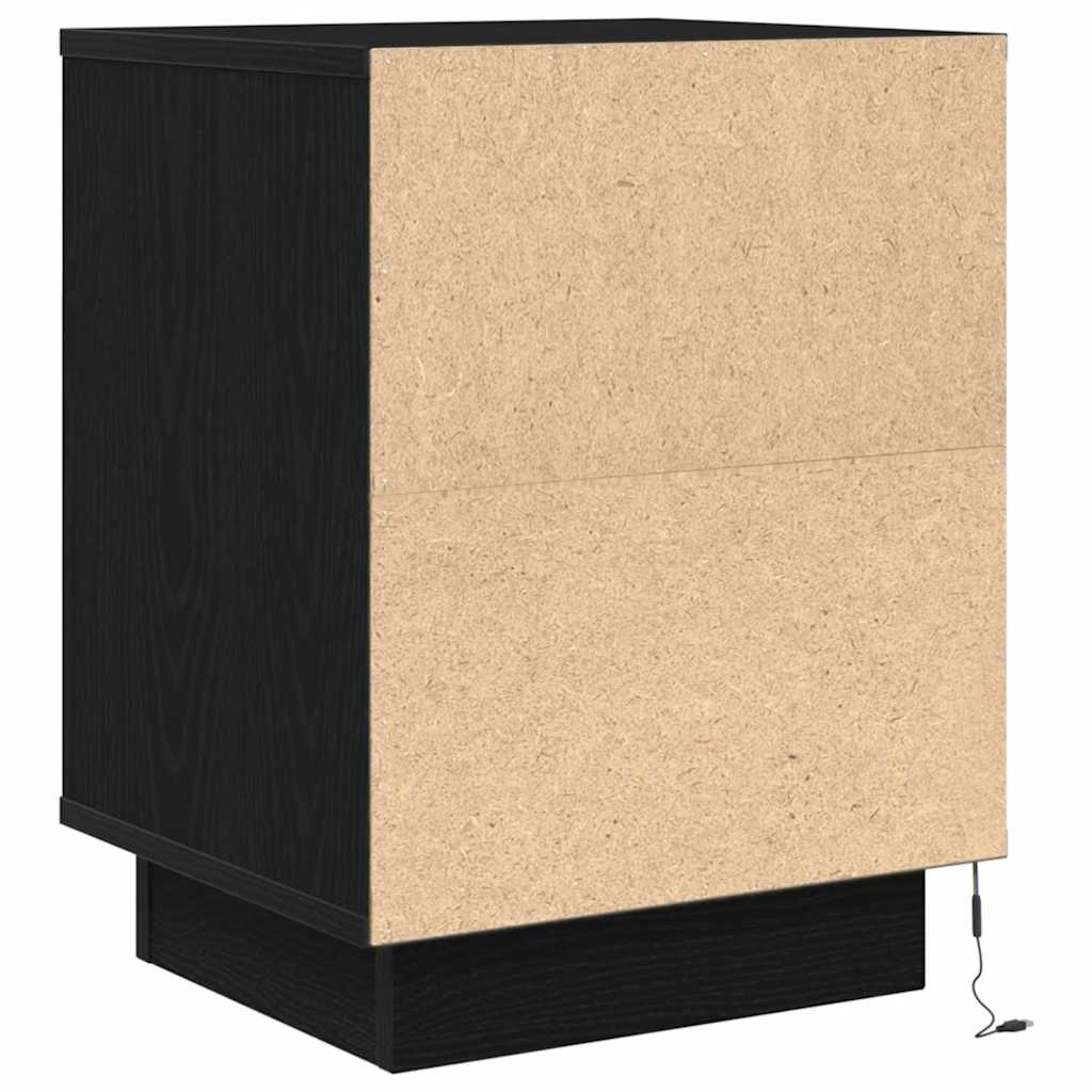 Naktsskapītis ar LED gaismām melns 38x34x50 cm