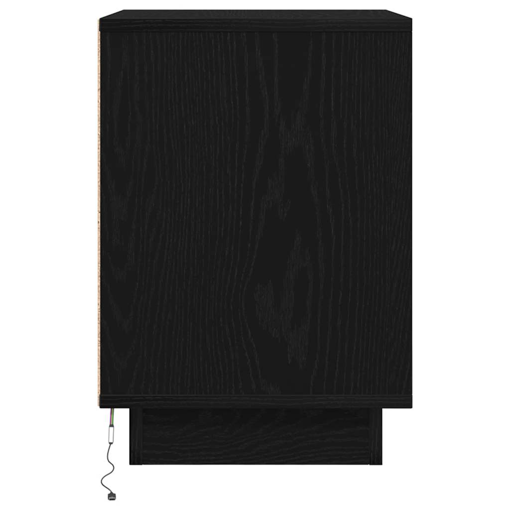 Naktsskapīši ar LED apgaismojumu 2 gab. Melni 38x34x50 cm