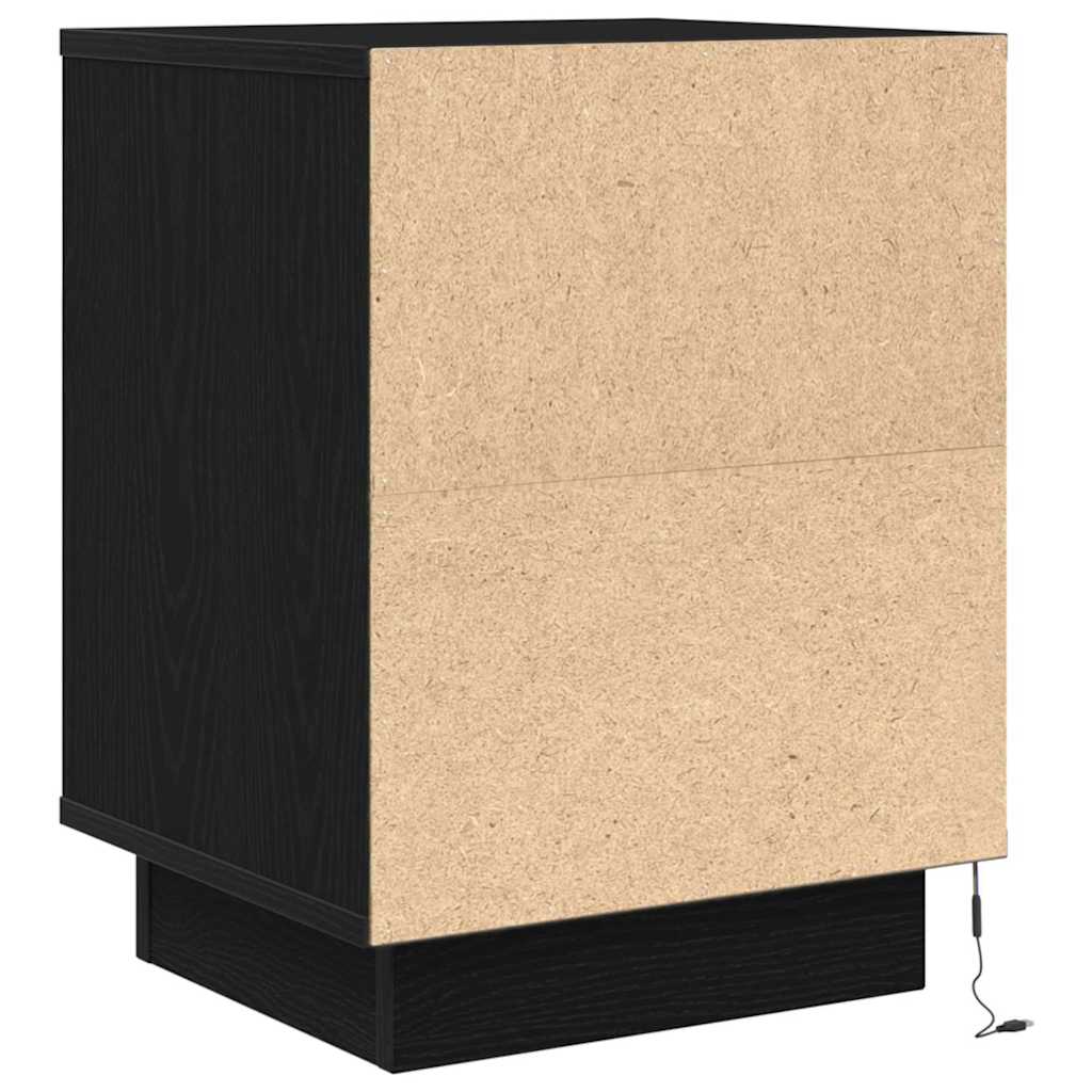 Spintelės prie lovos su LED lemputėmis 2 vnt Juodos 38x34x50 cm