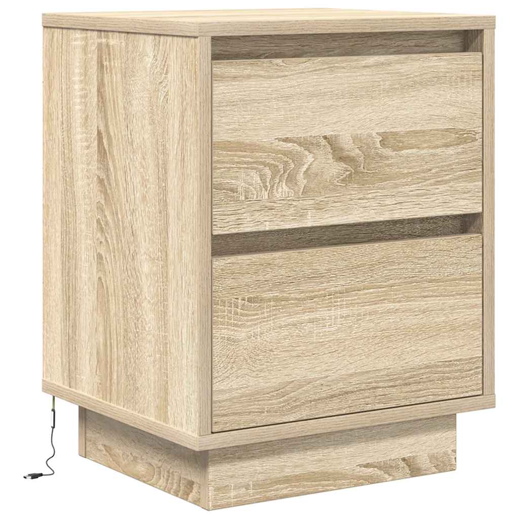 naktinė spintelė su LED lemputėmis Sonoma ąžuolas 38x34x50 cm