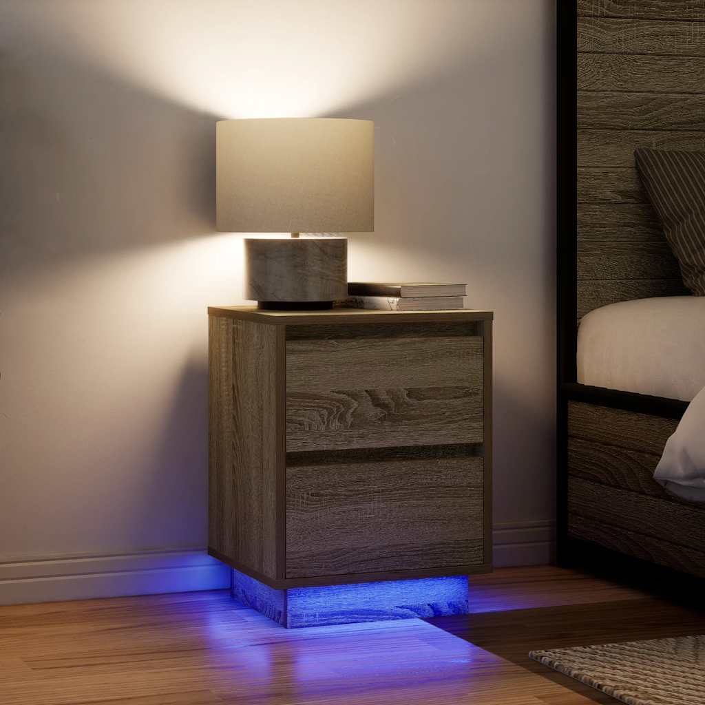 naktinė spintelė su LED lemputėmis Sonoma ąžuolas 38x34x50 cm