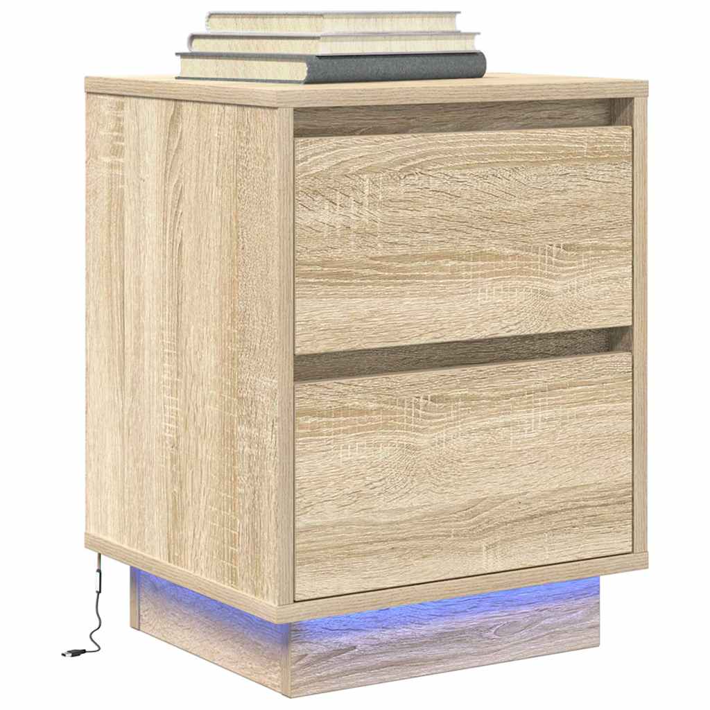naktinė spintelė su LED lemputėmis Sonoma ąžuolas 38x34x50 cm
