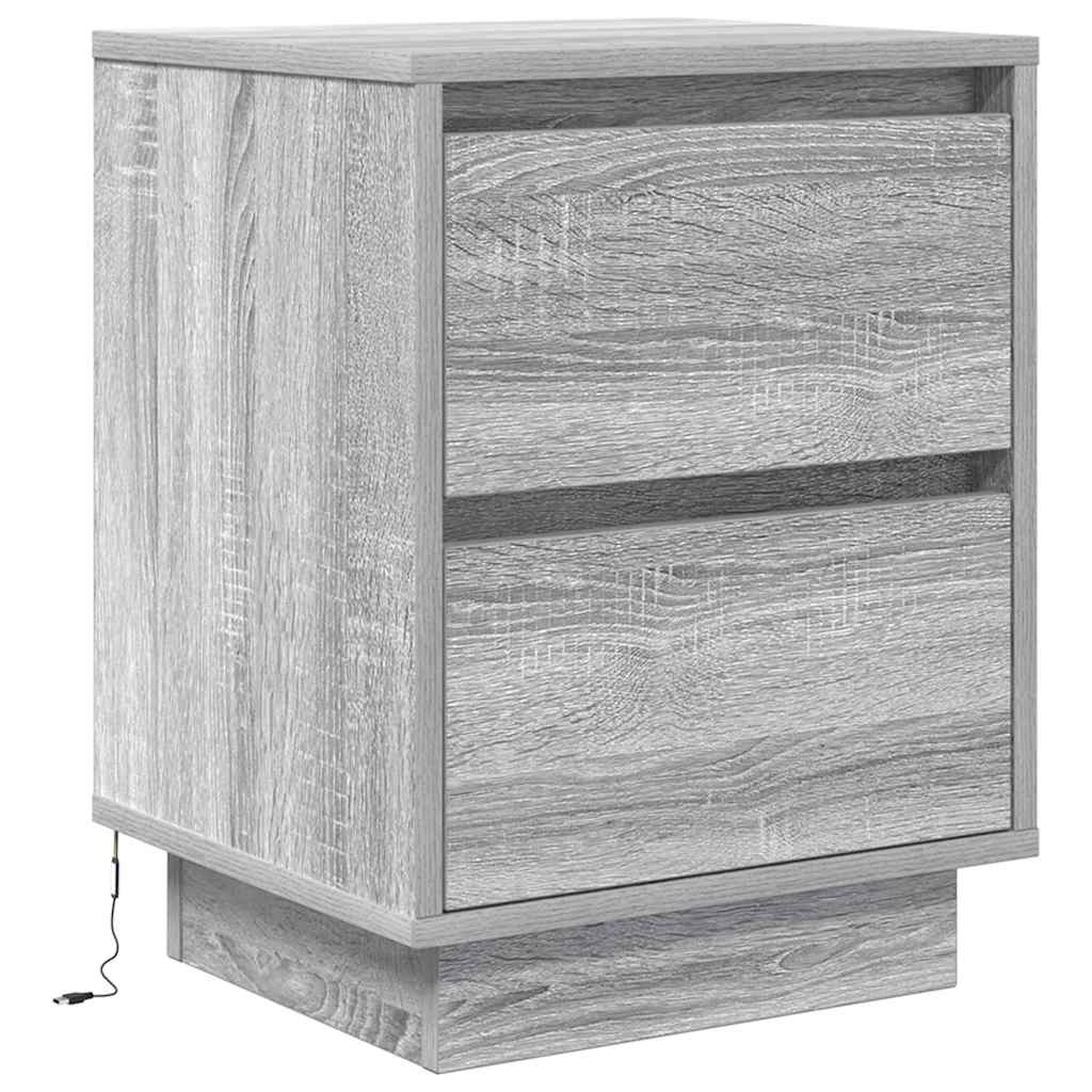 naktinė spintelė su LED lemputėmis Pilka Sonoma 38x34x50 cm