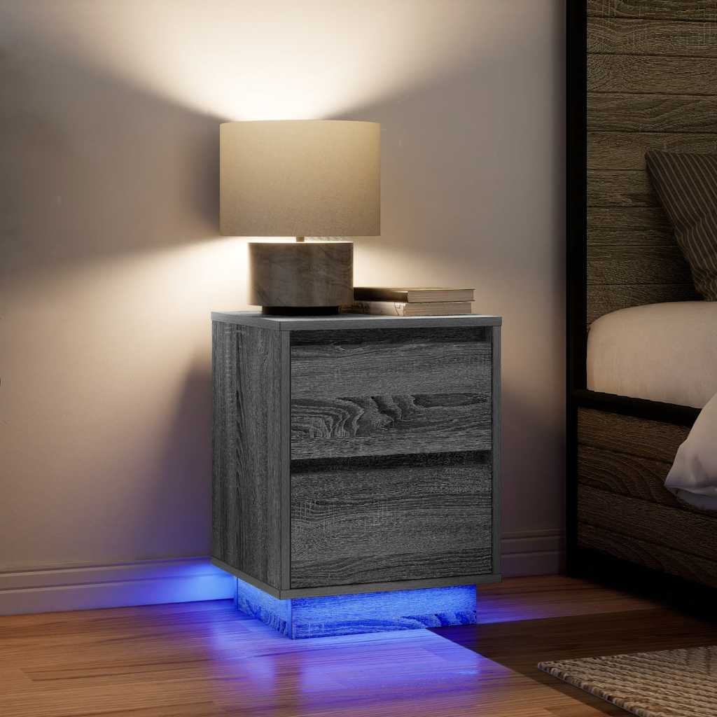 naktinė spintelė su LED lemputėmis Pilka Sonoma 38x34x50 cm
