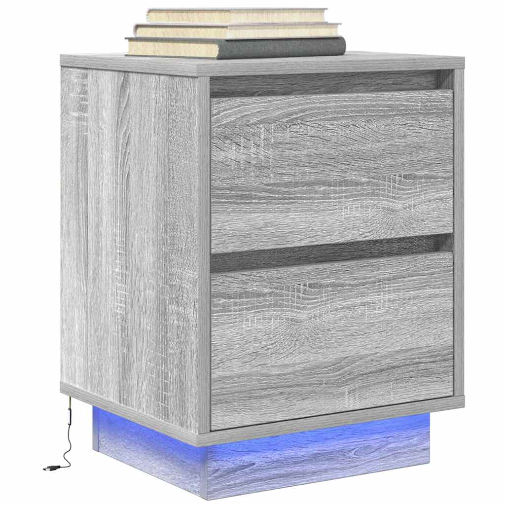 naktinė spintelė su LED lemputėmis Pilka Sonoma 38x34x50 cm