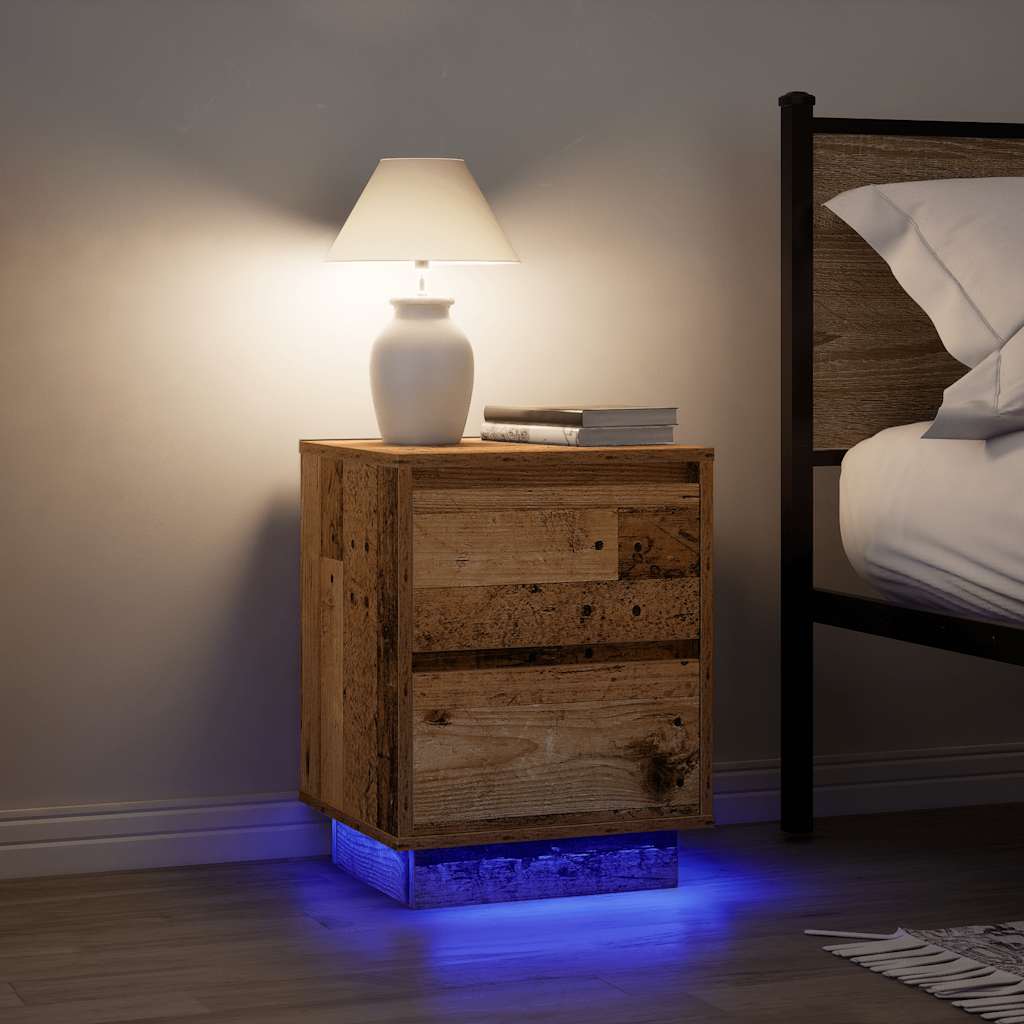 Naktsskapītis ar LED apgaismojumu Old Wood 38x34x50 cm