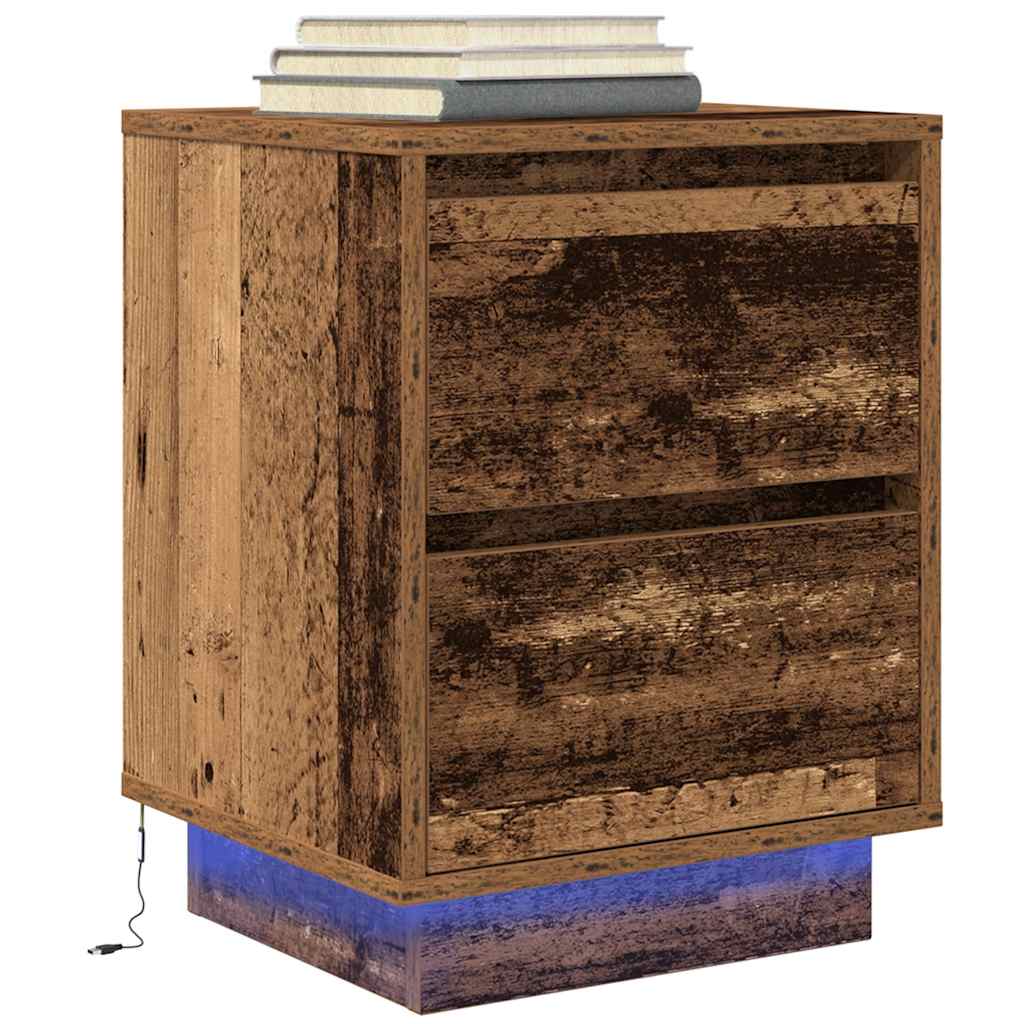 Naktsskapītis ar LED apgaismojumu Old Wood 38x34x50 cm