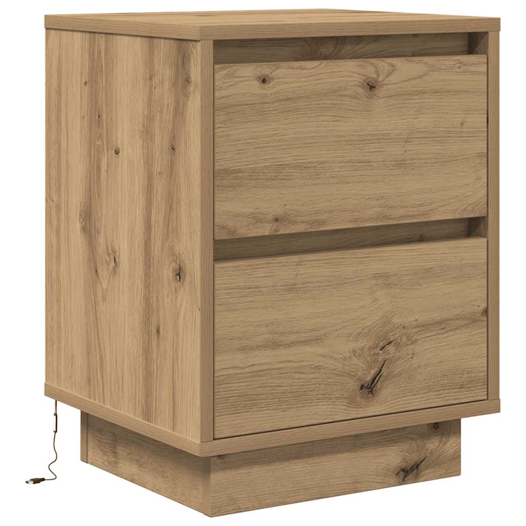 Spintelės prie lovos su LED lemputėmis 2 vnt Artisan Oak
