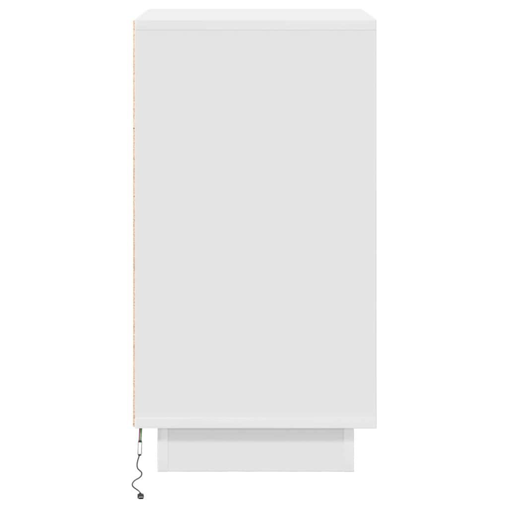 Naktsskapītis ar LED apgaismojumu balts 38x34x65 cm