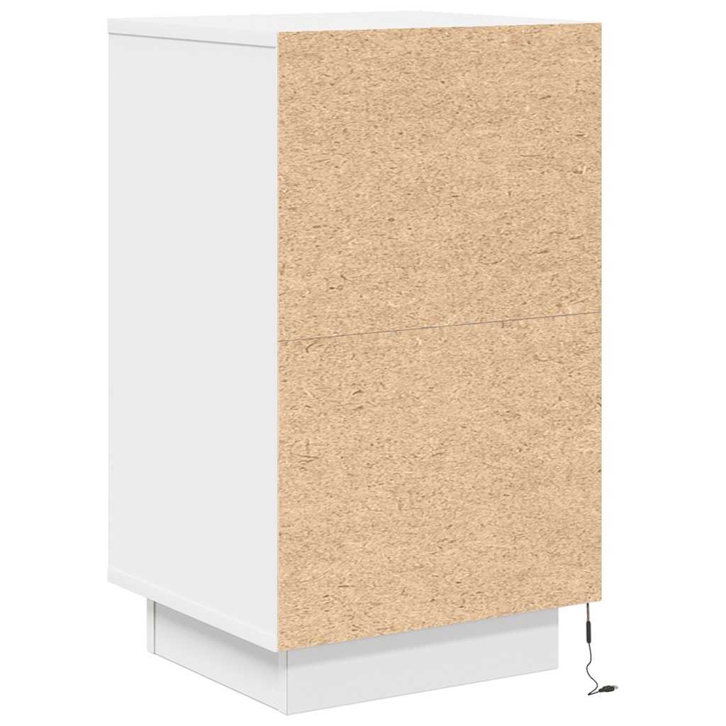 Naktsskapītis ar LED apgaismojumu balts 38x34x65 cm