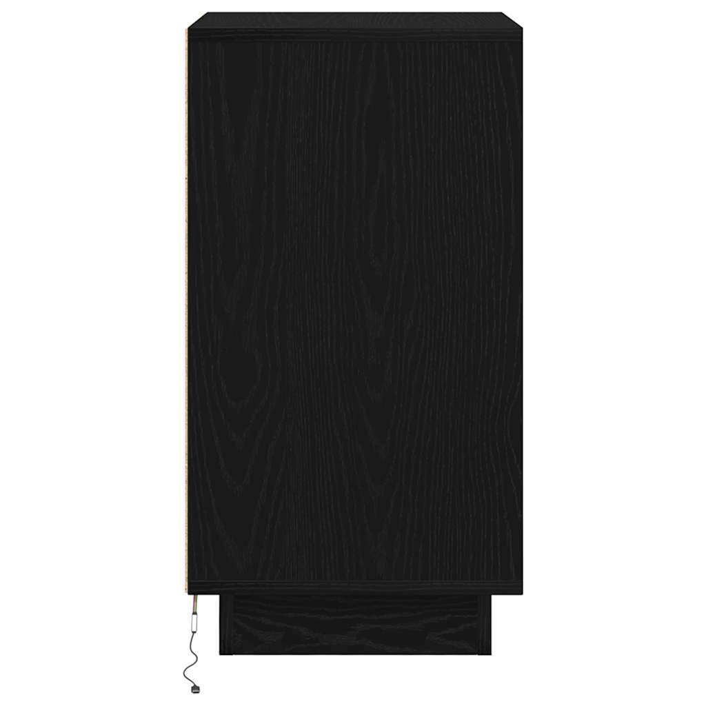 Spintelė prie lovos su LED lemputėmis Juoda 38x34x65 cm