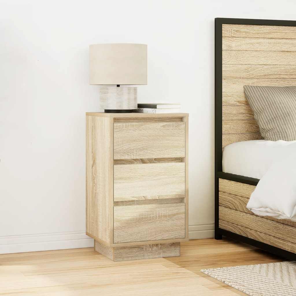 Bedside cabinet with LED lights Sonoma oak 38x34x65 cm