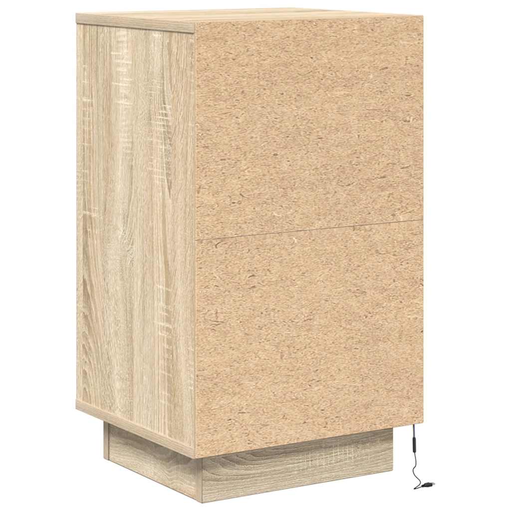 Bedside cabinet with LED lights Sonoma oak 38x34x65 cm