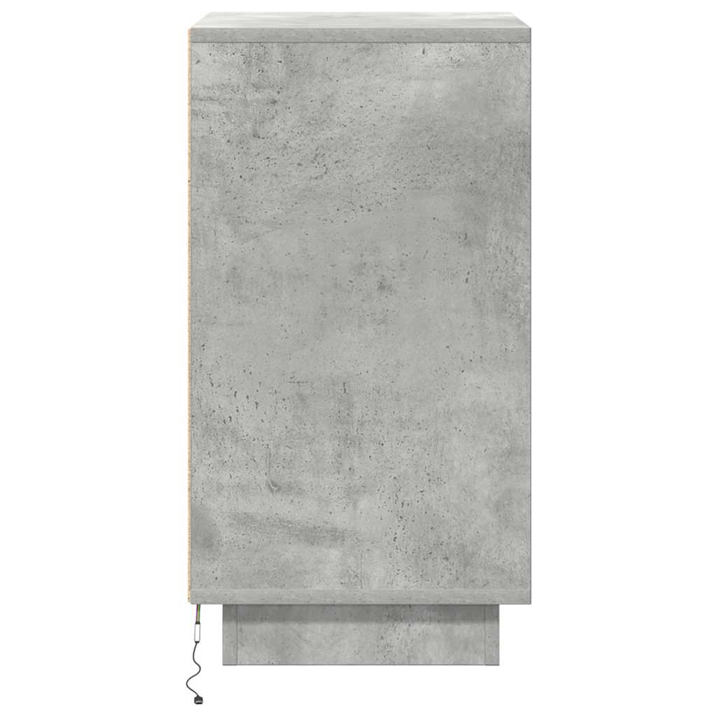 naktinė spintelė su LED lemputėmis Betoninė pilka 38x34x65 cm