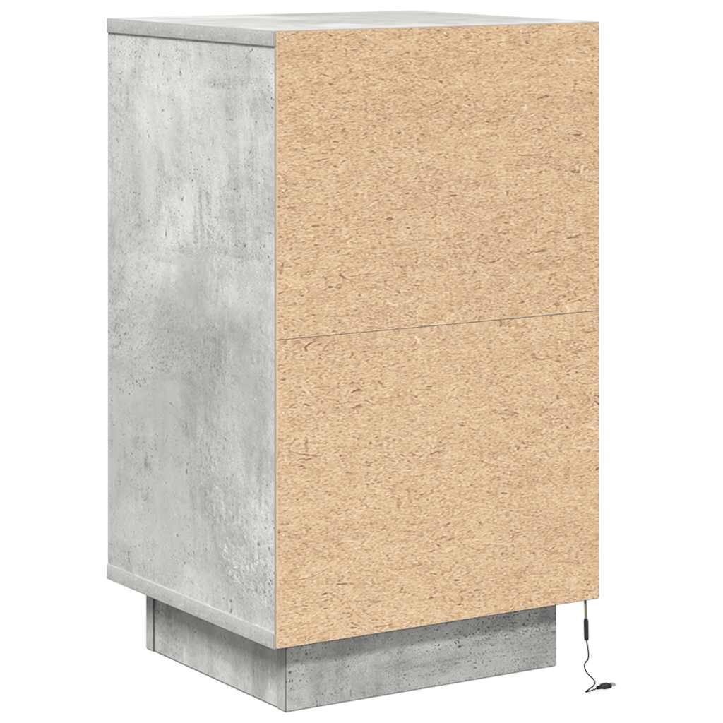 naktinė spintelė su LED lemputėmis Betoninė pilka 38x34x65 cm