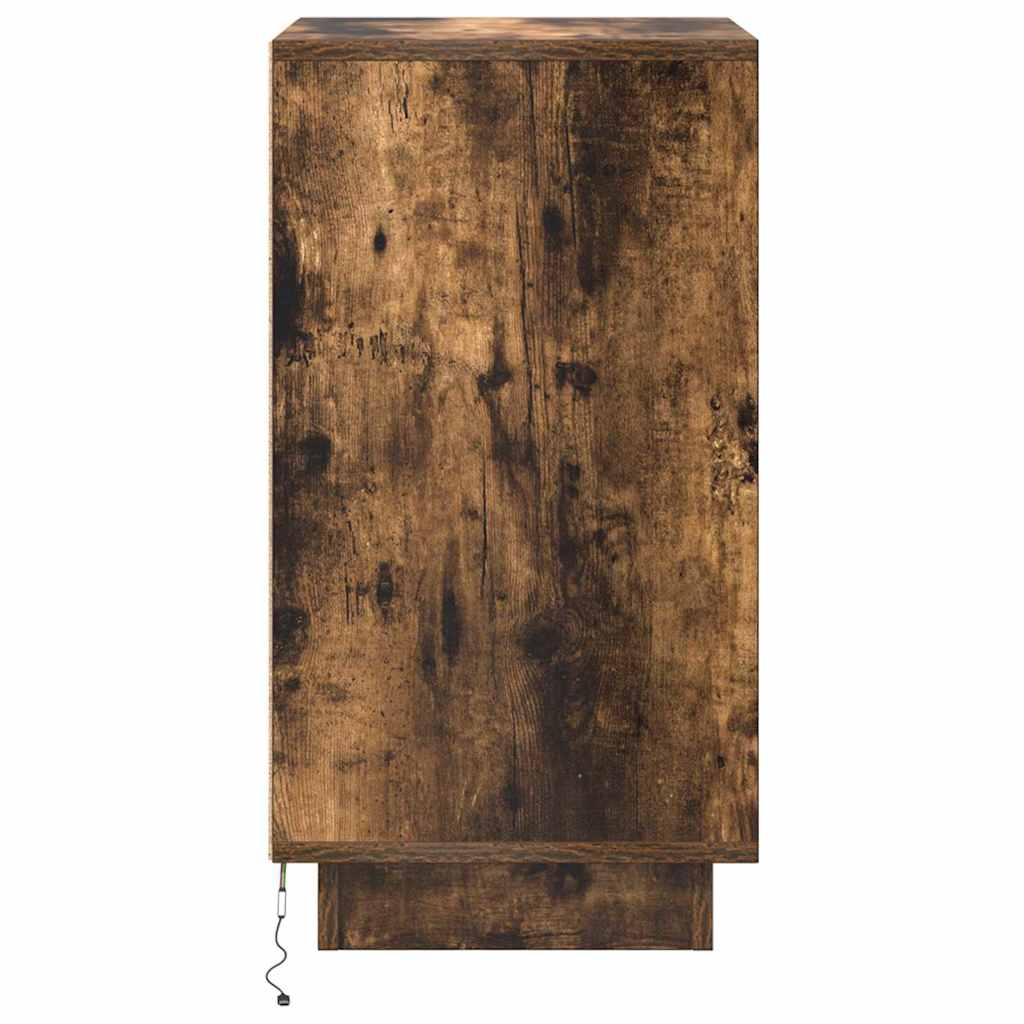 naktinė spintelė su LED lemputėmis rūkytas ąžuolas 38x34x65 cm