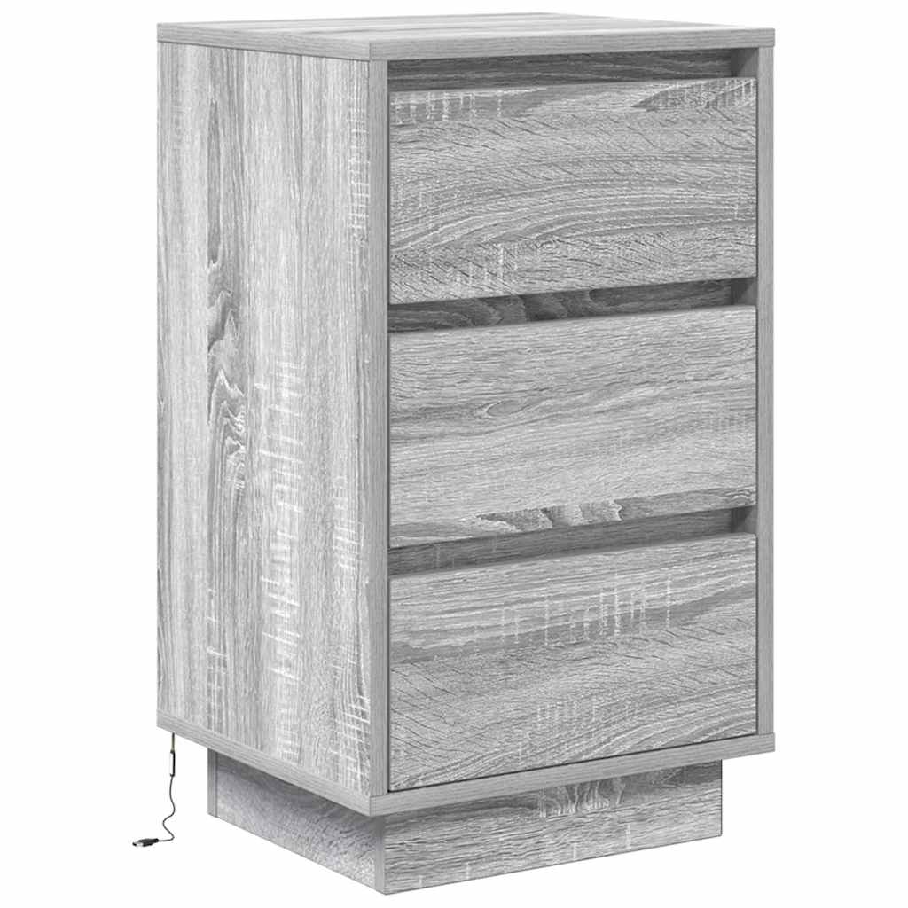 naktinė spintelė su LED lemputėmis Pilka Sonoma 38x34x65 cm