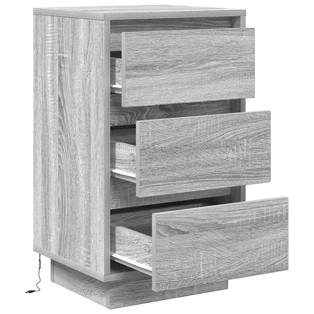 naktinė spintelė su LED lemputėmis Pilka Sonoma 38x34x65 cm