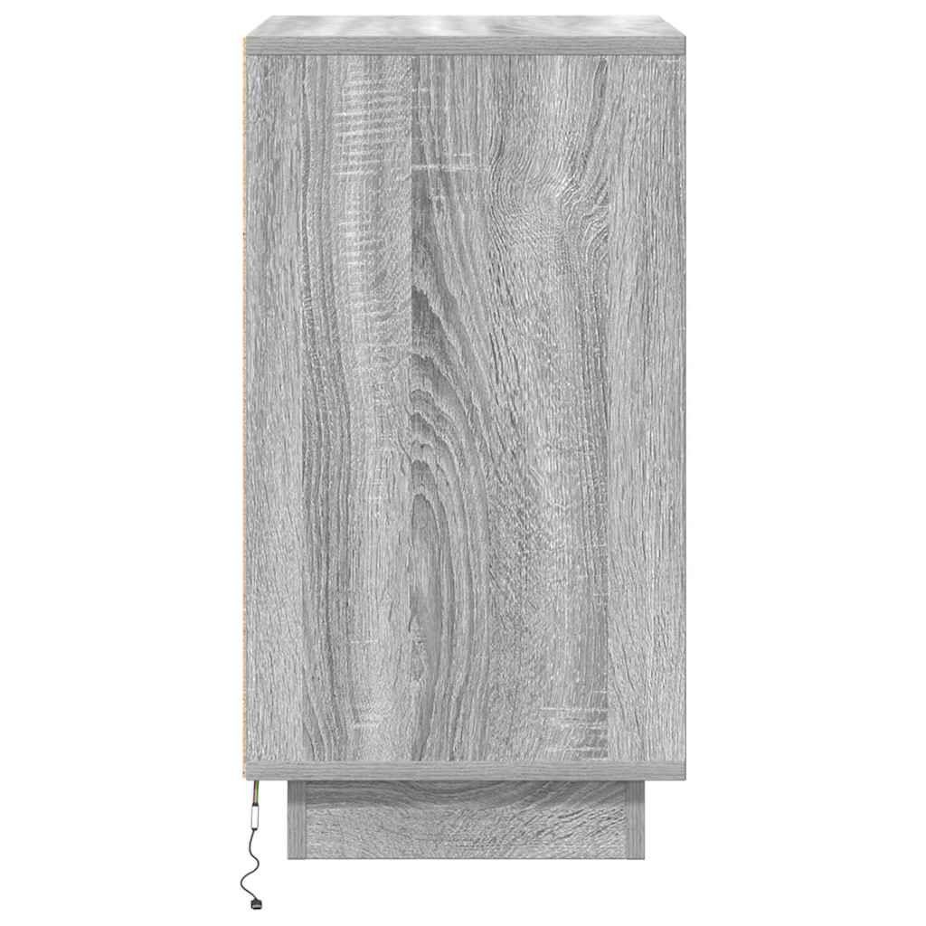 naktinė spintelė su LED lemputėmis Pilka Sonoma 38x34x65 cm