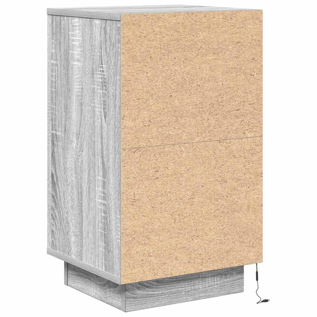 Naktsskapītis ar LED gaismu Pelēka Sonoma 38x34x65 cm