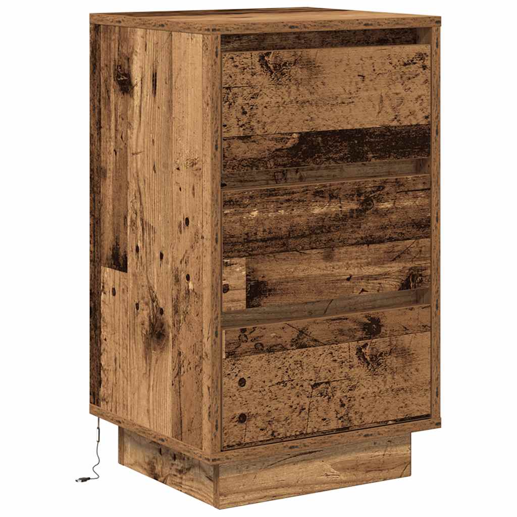 Spintelė prie lovos su LED lemputėmis Old Wood 38x34x65 cm