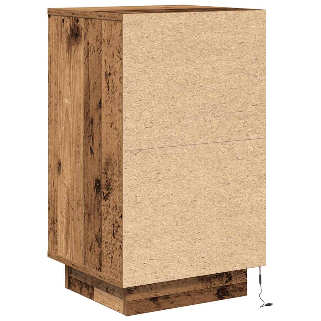 Spintelė prie lovos su LED lemputėmis Old Wood 38x34x65 cm