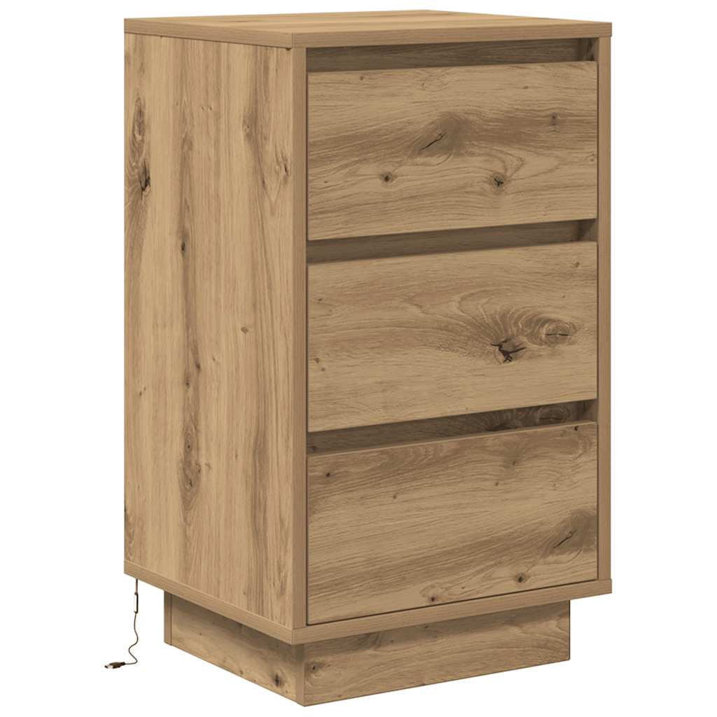 Bedside table with LED lights Artisan oak 38x34x65 cm