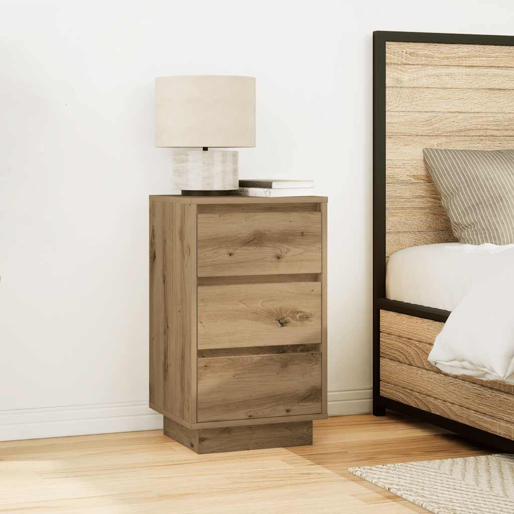 Bedside table with LED lights Artisan oak 38x34x65 cm