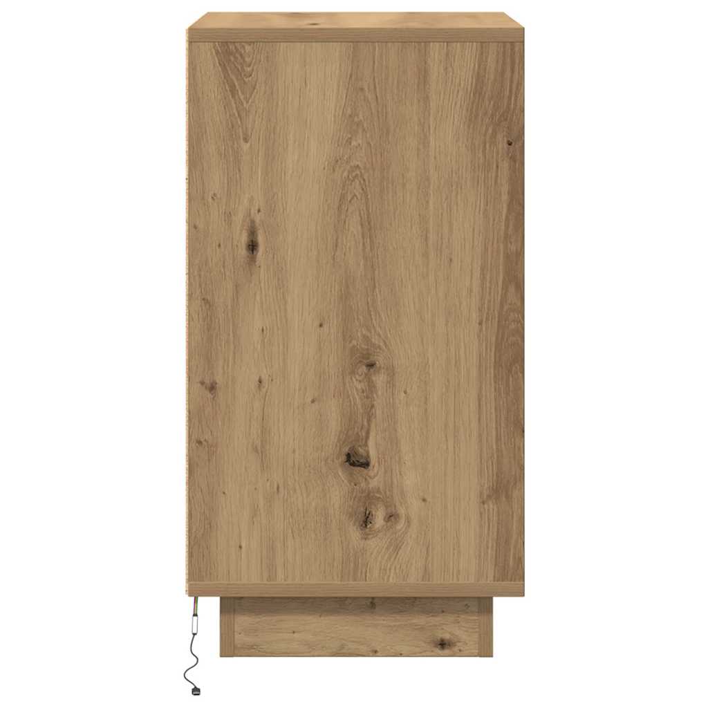 Bedside table with LED lights Artisan oak 38x34x65 cm
