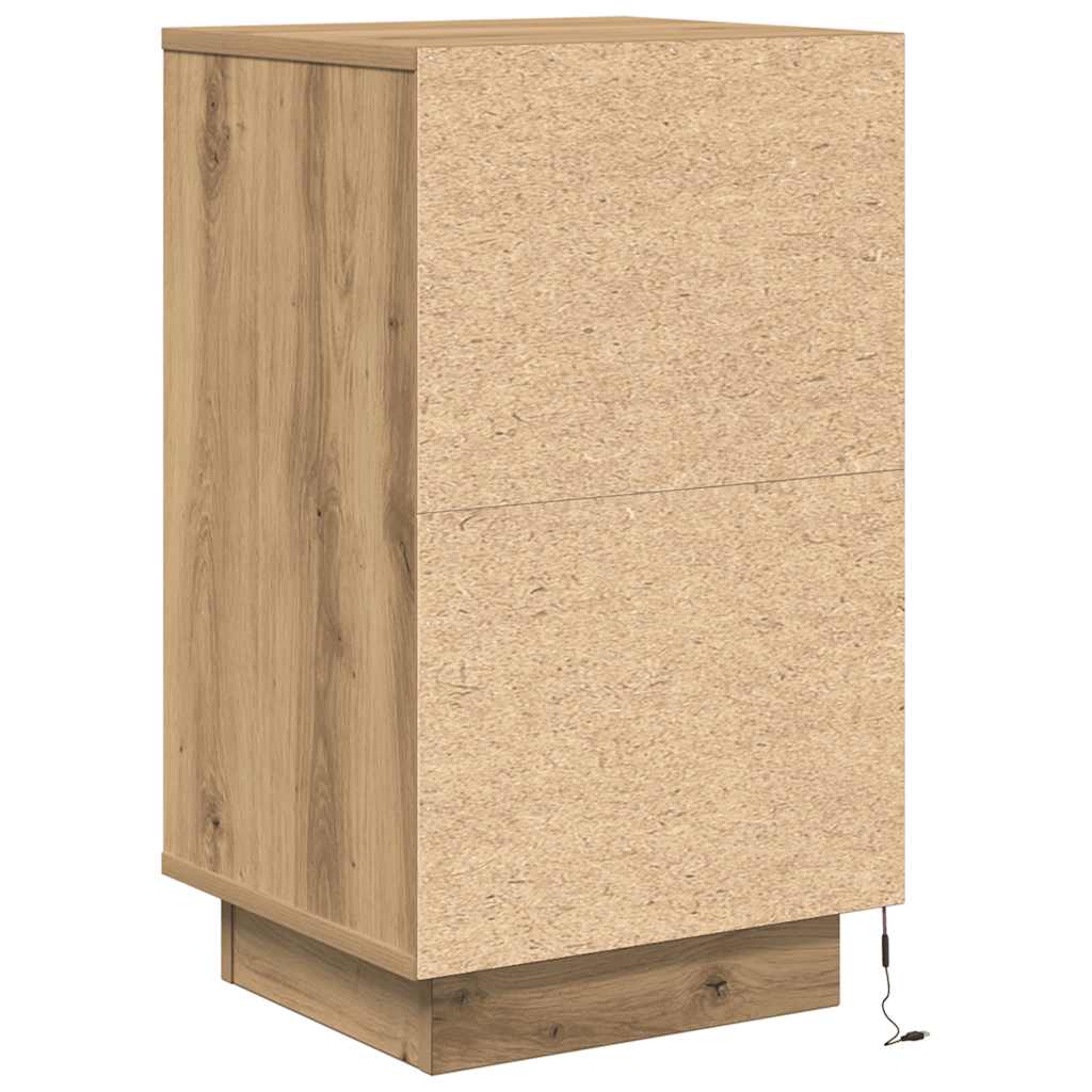 Bedside table with LED lights Artisan oak 38x34x65 cm