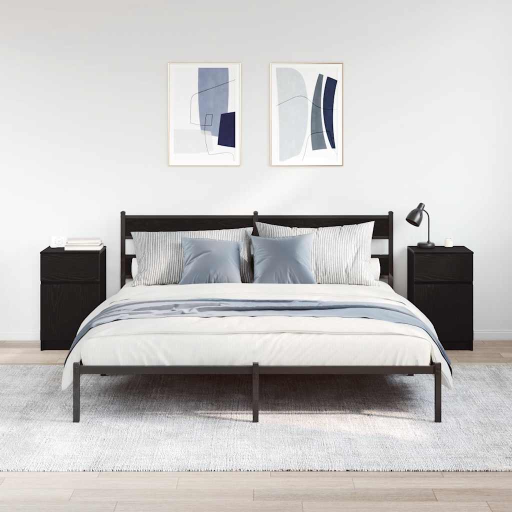 Nightstands, 2 pcs., black, 39x35x65cm, engineered wood
