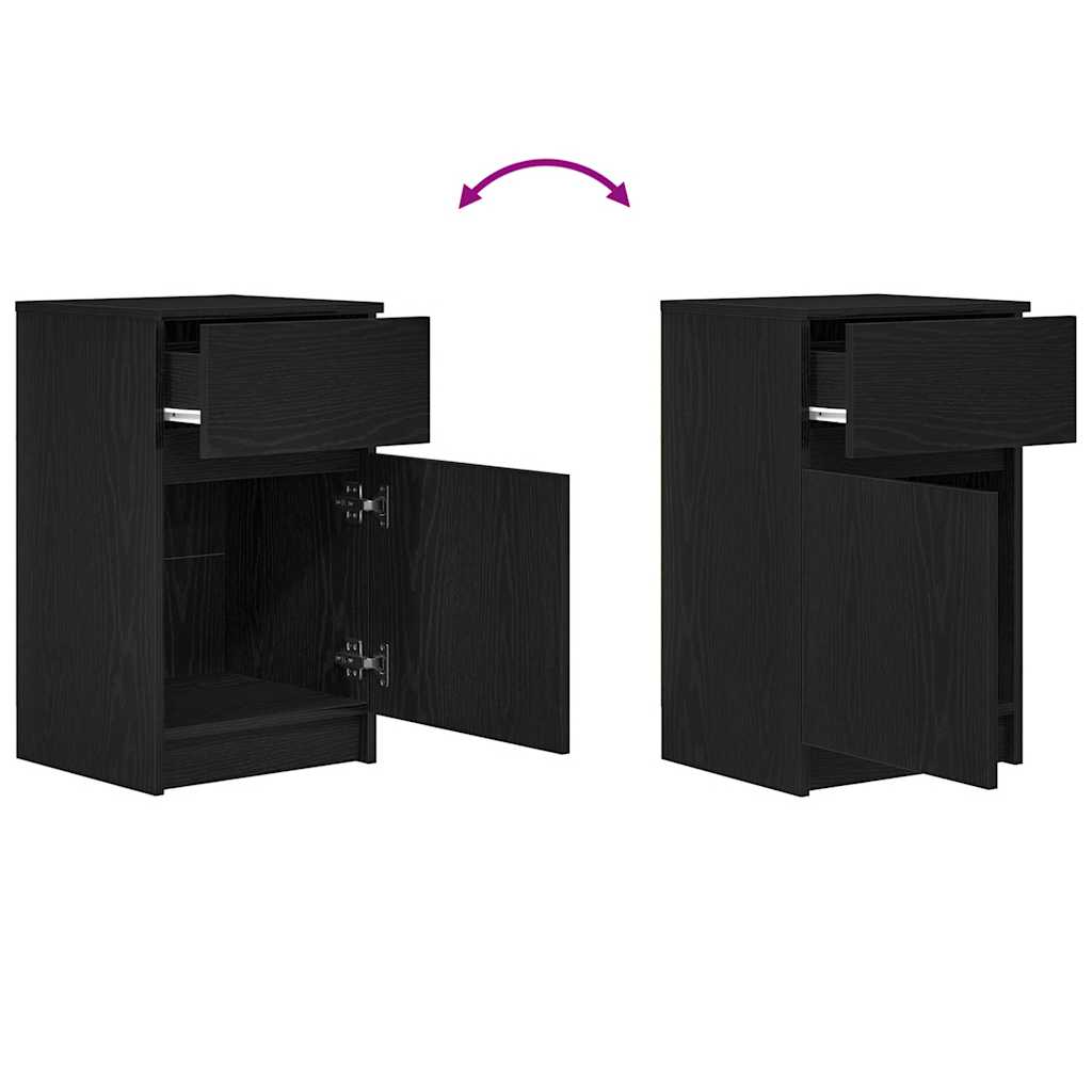 Nightstands, 2 pcs., black, 39x35x65cm, engineered wood