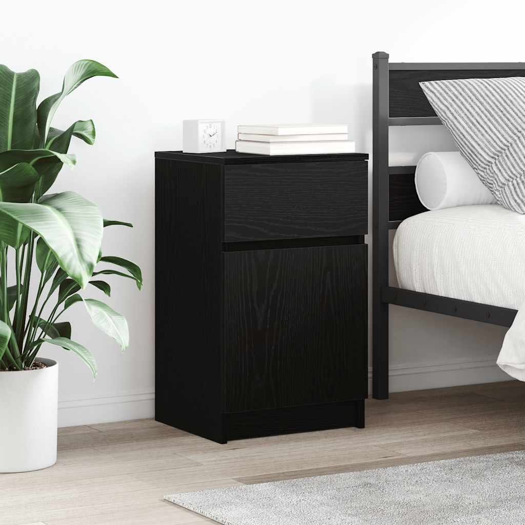 Nightstands, 2 pcs., black, 39x35x65cm, engineered wood