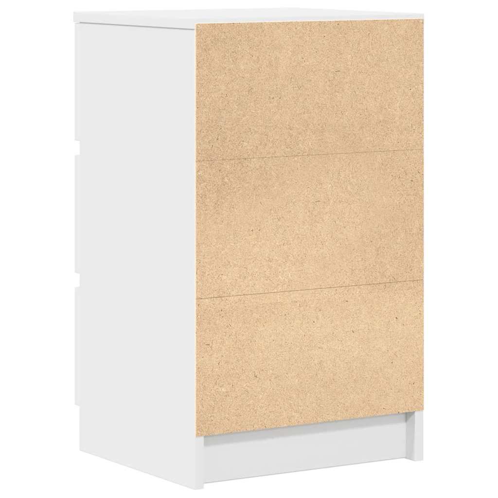 Spintelės prie lovos su 3 stalčiais 2 vnt, baltos 39x35x65 cm