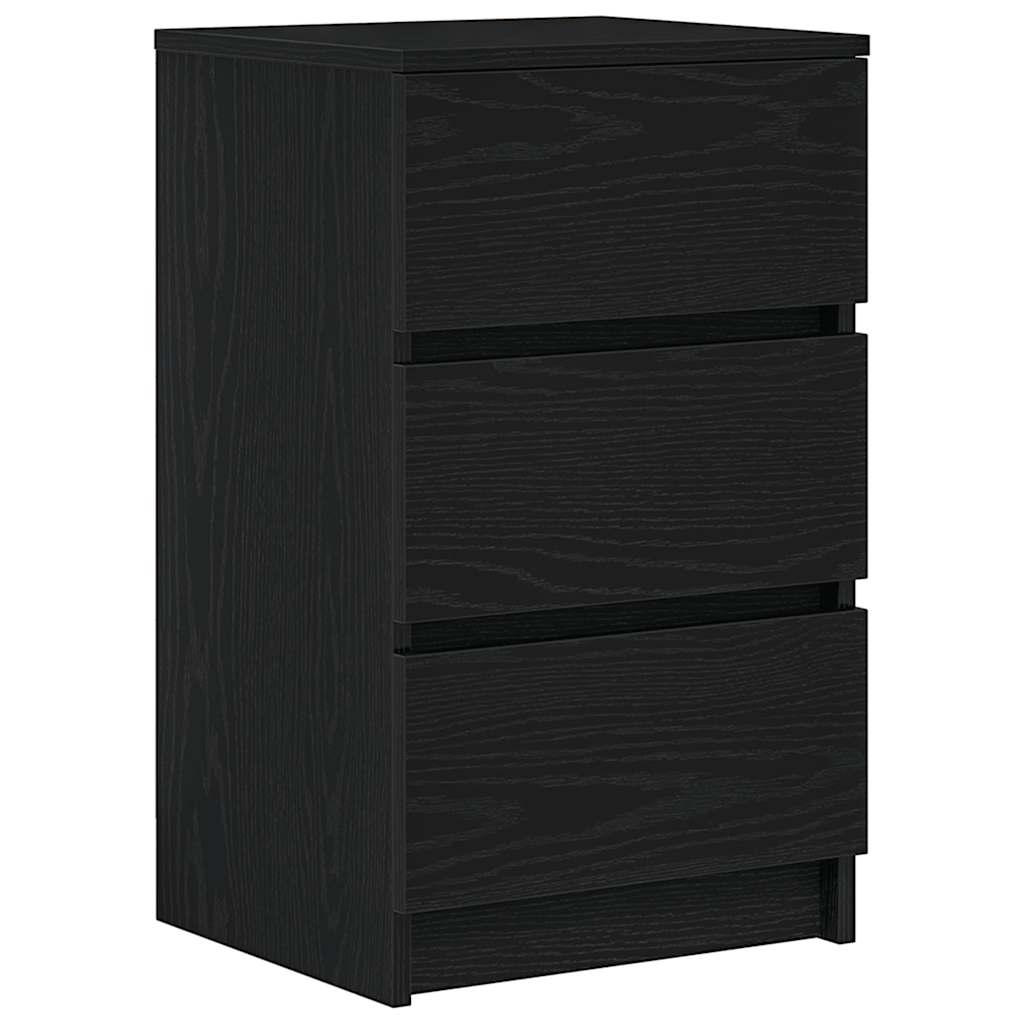 Bedside cabinets with 3 drawers 2 pcs, black, 39x35x65 cm