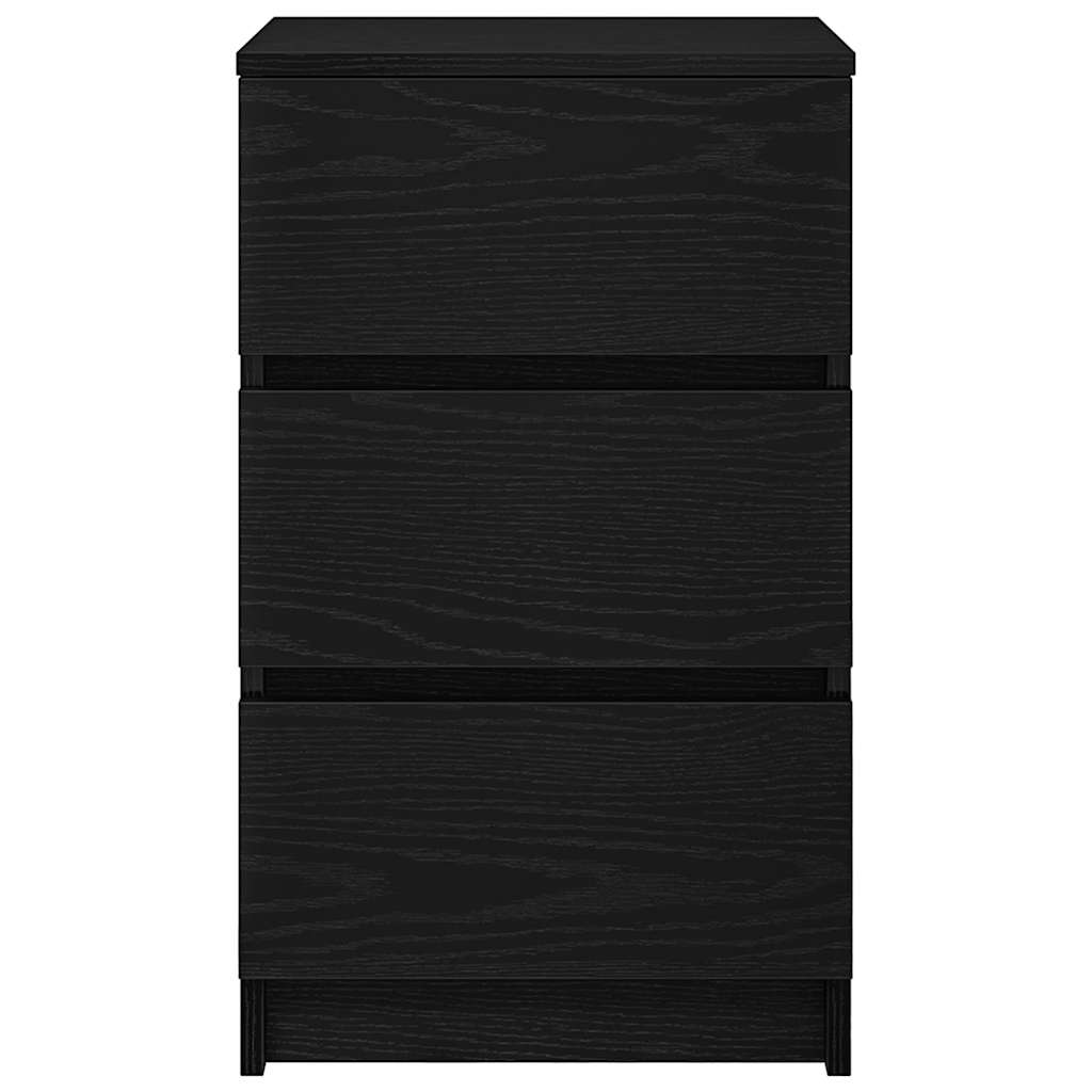 Bedside cabinets with 3 drawers 2 pcs, black, 39x35x65 cm