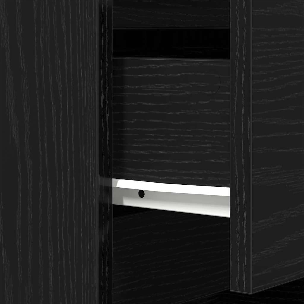Bedside cabinets with 3 drawers 2 pcs, black, 39x35x65 cm