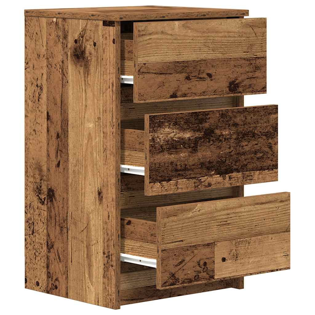 Nightstand with 3 drawers, old wooden, 39x35x65 cm