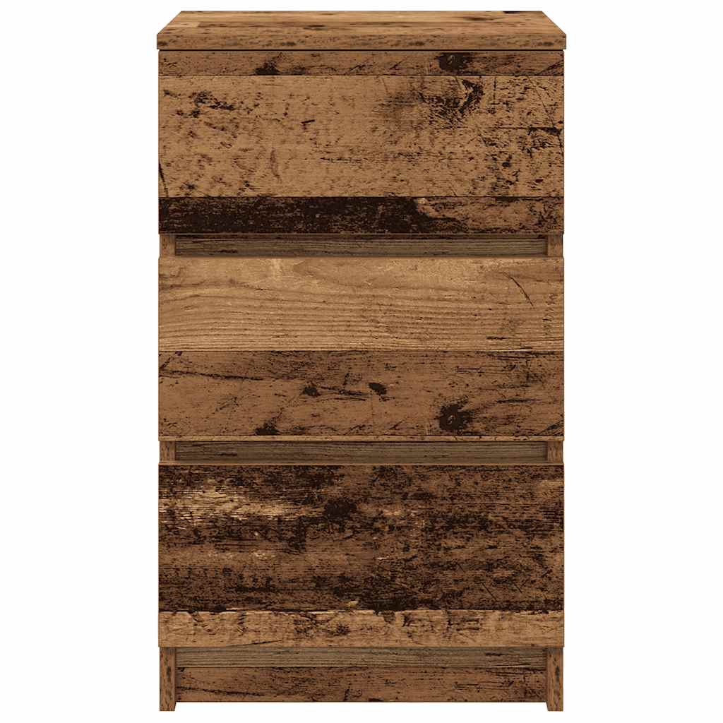 Nightstand with 3 drawers, old wooden, 39x35x65 cm