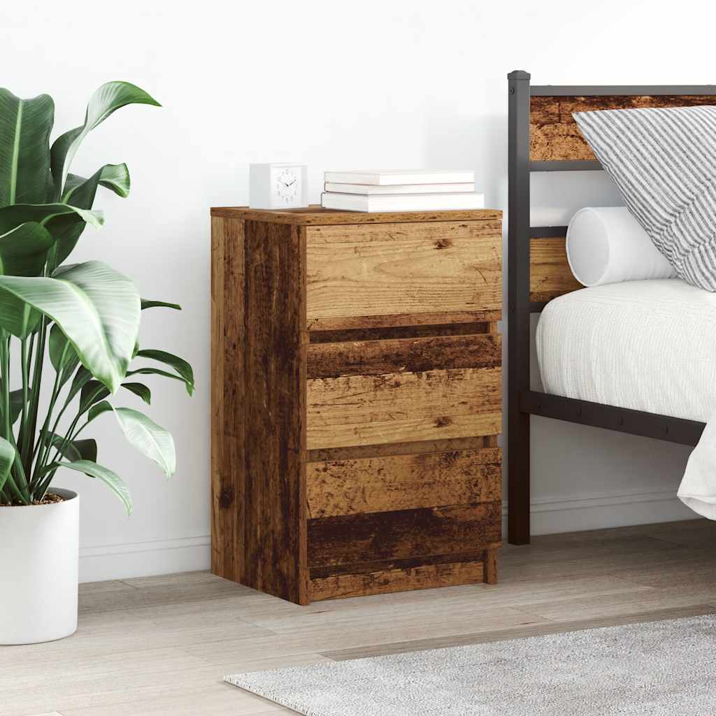 Nightstand with 3 drawers, old wooden, 39x35x65 cm