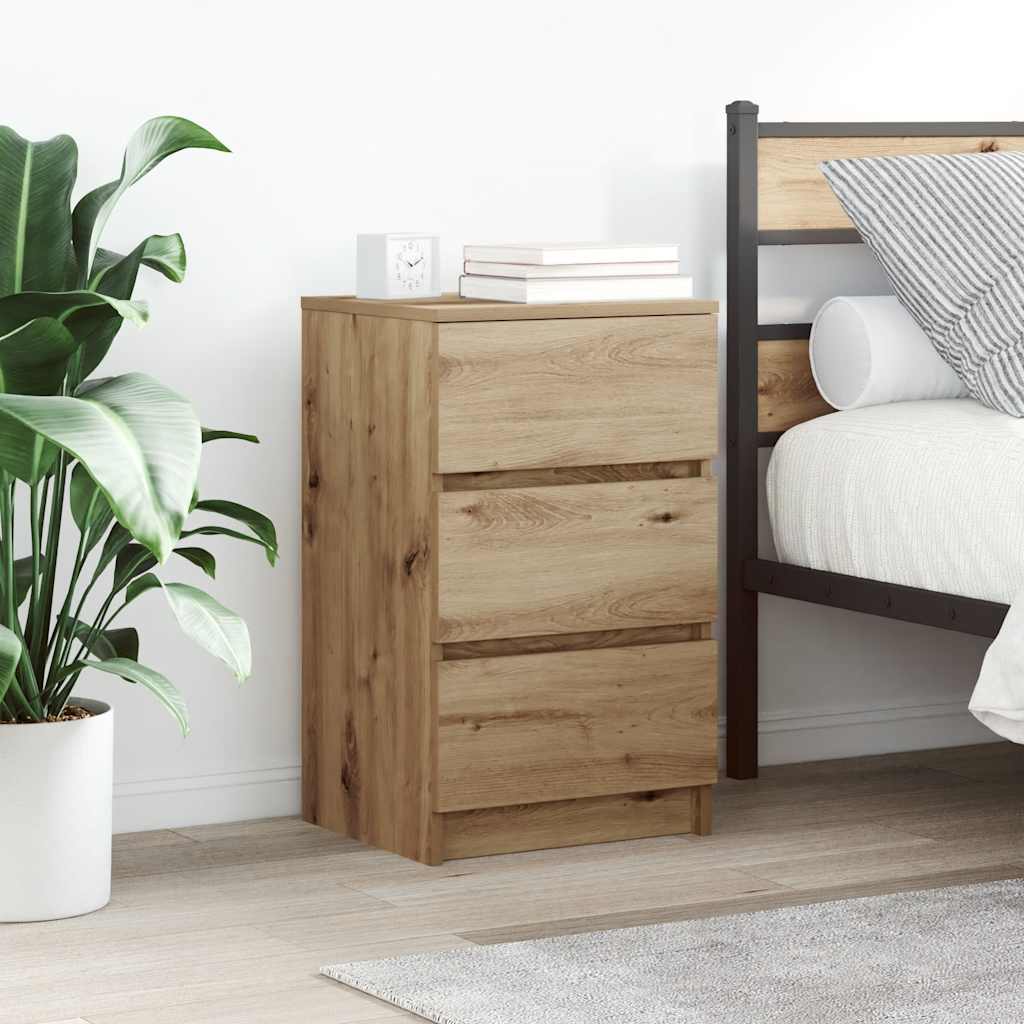 Bedside cabinets with 3 drawers, 2 units, 39x35x65 cm