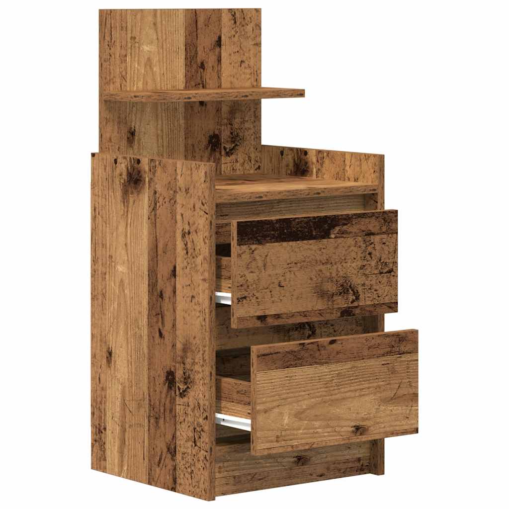 Nightstand with 2 drawers, wood, 38x34x80 cm