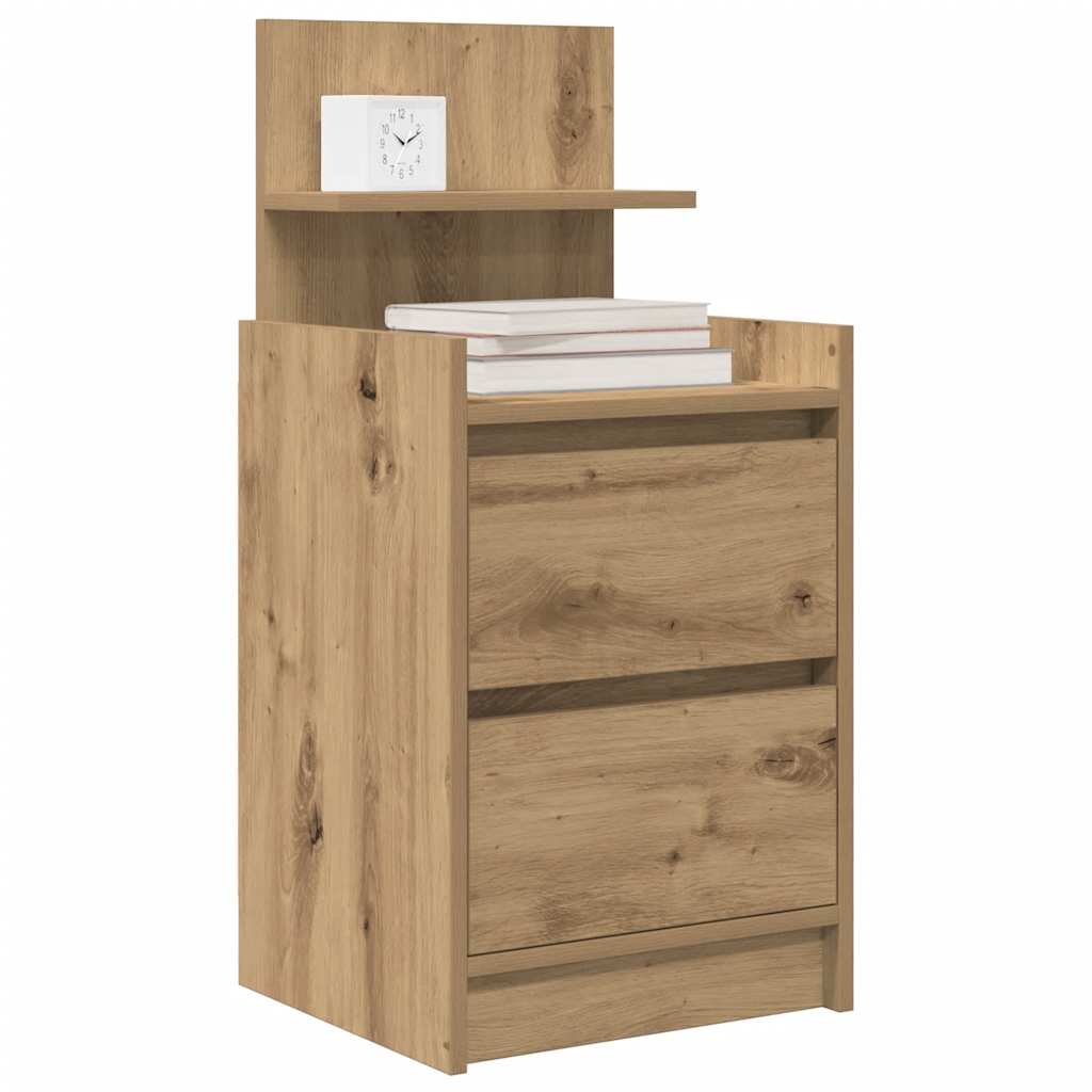 Nightstand with 2 drawers, artisan oak, 38x34x80 cm