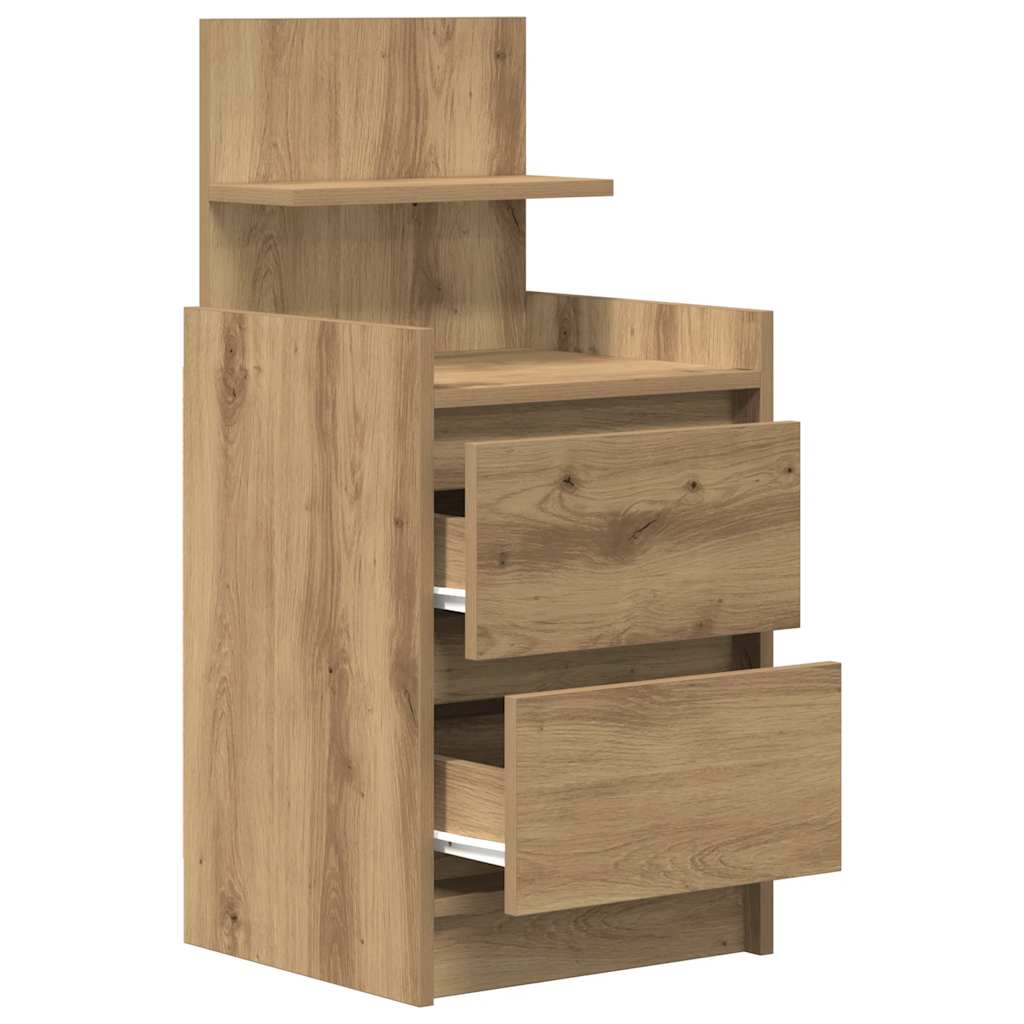 Nightstand with 2 drawers, artisan oak, 38x34x80 cm