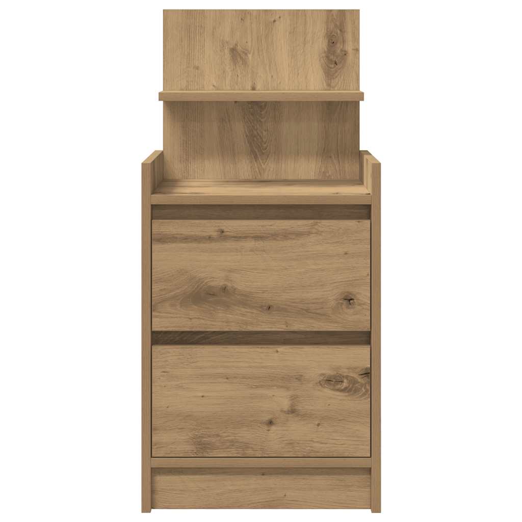 Nightstand with 2 drawers, artisan oak, 38x34x80 cm