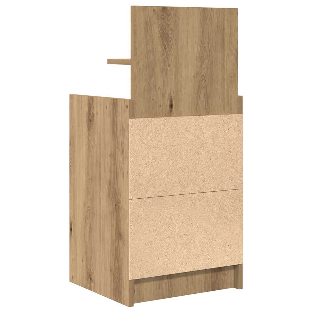 Nightstand with 2 drawers, artisan oak, 38x34x80 cm