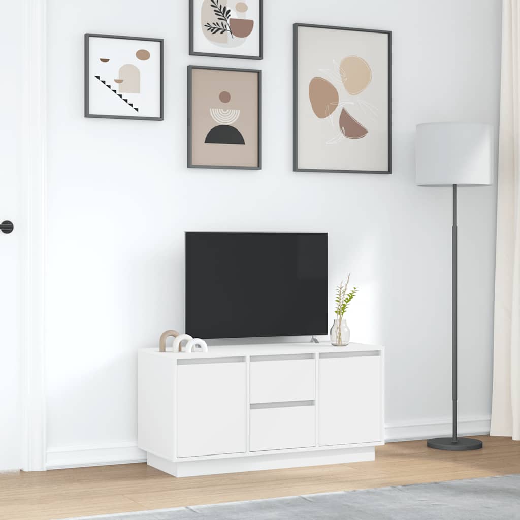TV spintelė su LED lemputėmis, balta, 100x41x50 cm