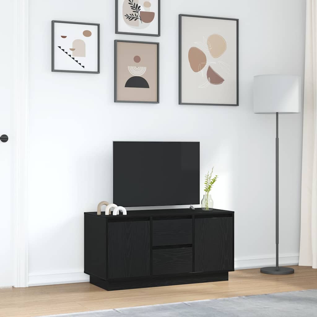 TV cabinet with LED lights, black, 100x41x50 cm
